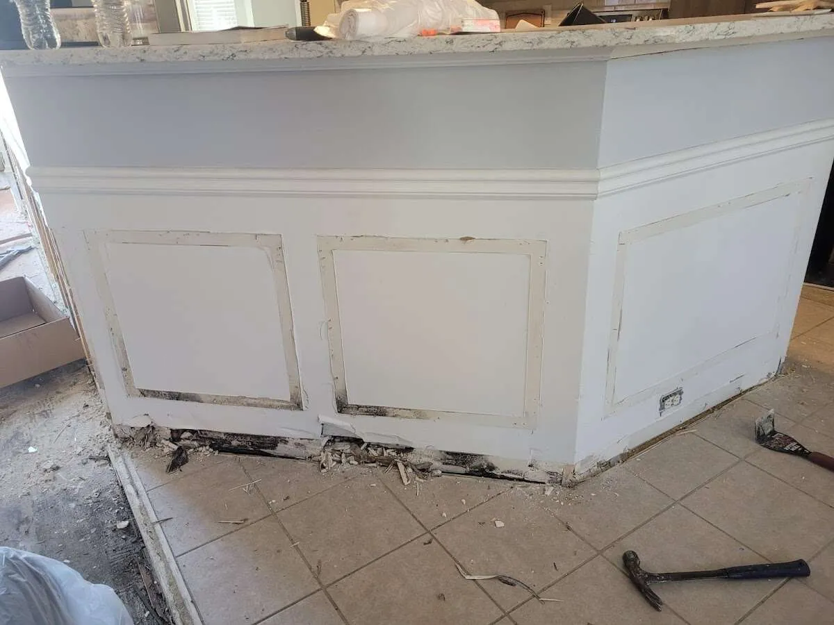 Water damage and mold on kitchen during Storm Damage Restoration in Plattsmouth
